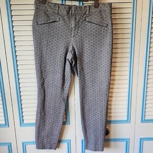 Gap Skinny Ankle Pants Black & Charcoal Geometric Print